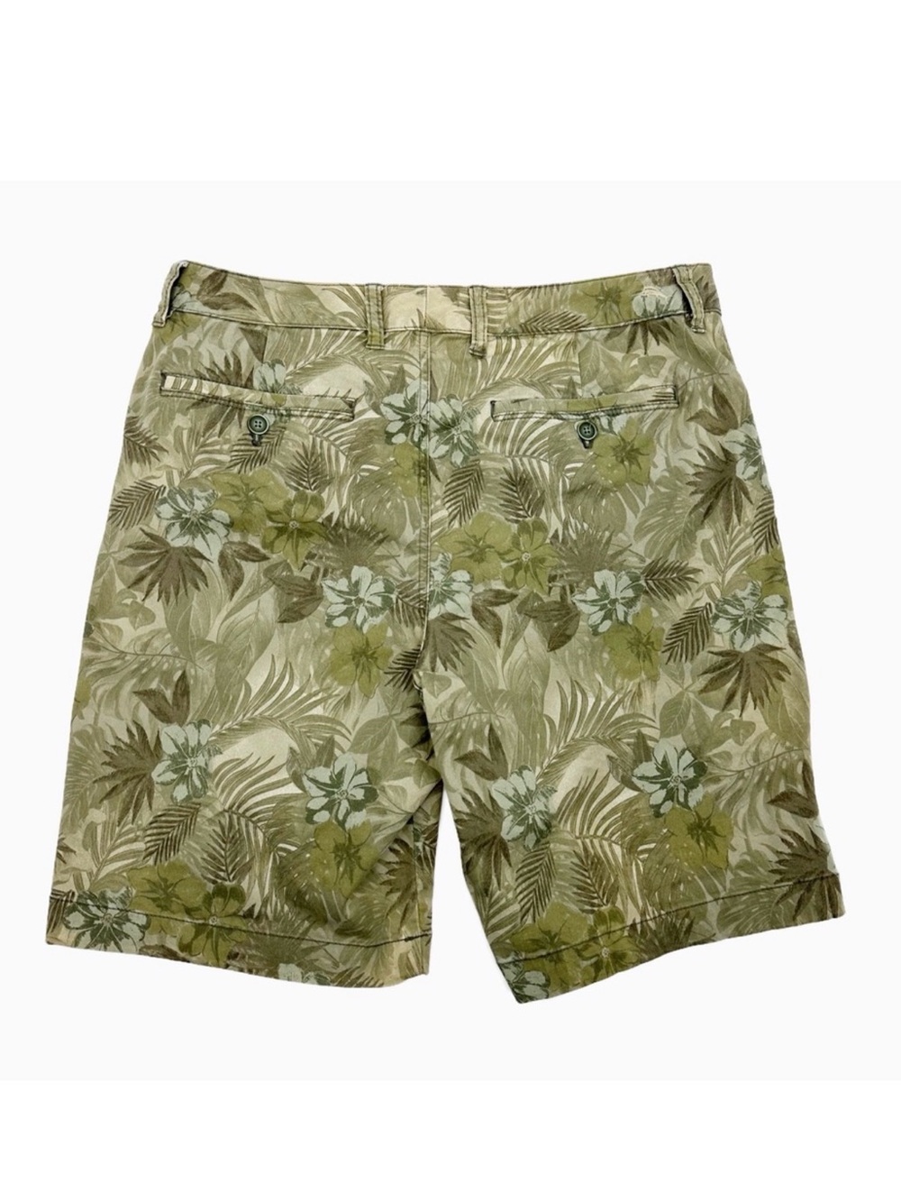 Tommy Bahama Men’s Khaki Green Floral Print Shorts Cotton Tencel Blend Size 33 - Picture 2 of 12